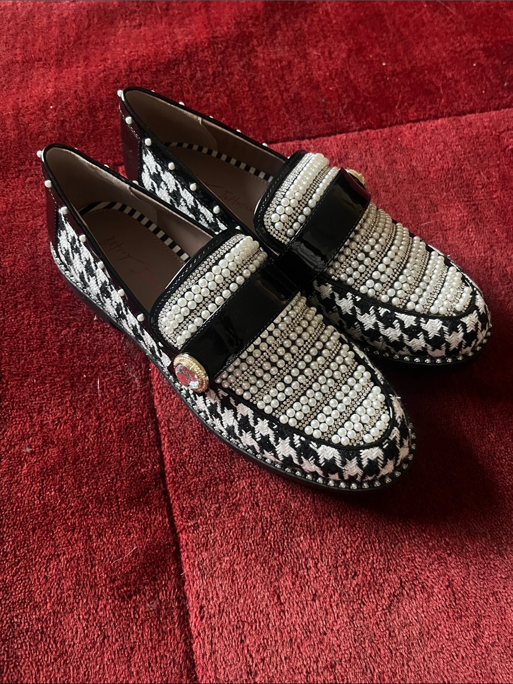 BETSEY JOHNSON Mariam Plaid And Rhinestone Embellished Loafer - Picture 2 of 10